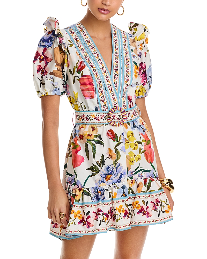 Farm Rio Greek Garden Off-White Mini Dress - Exclusive