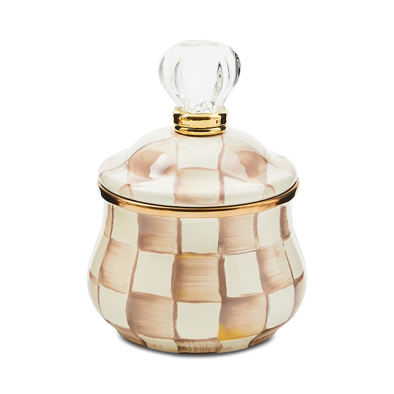 MACKENZIE-CHILDS MACKENZIE-CHILDS MOCHA CHECK LIDDED SUGAR BOWL