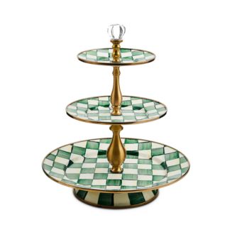 MacKenzie-Childs Emerald Check Three Tier Sweet Stand | Bloomingdale's Mackenzie-Childs