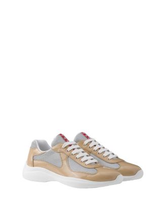 Men's Patent Leather and Technical Fabric America's Cup Sneakers in Neutral