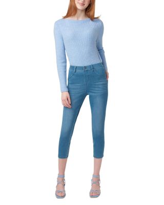 High Rise Ultra Soft Denim Capri Leggings in Medium Wash