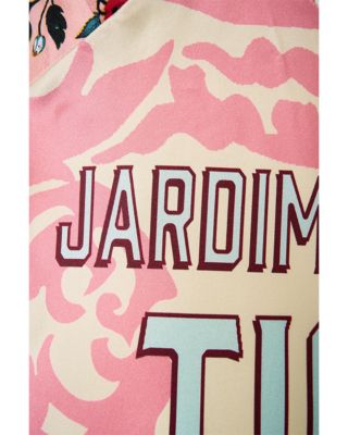 Silk Chain Detail Printed Slip Dress