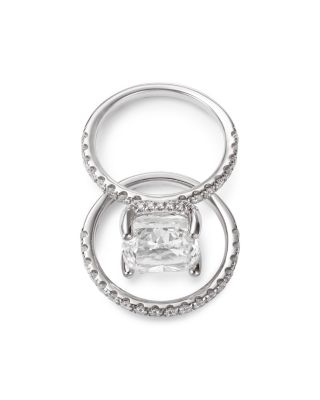 Certified Lab Grown Cushion Cut Diamond Bridal Set with Engagement Ring and Wedding Band in 18K White Gold, 7.2 tcw