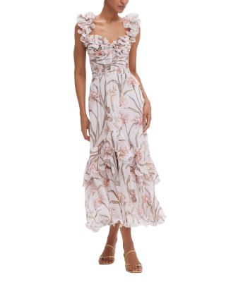 Botanic Flutter Sleeve Hi Low Maxi Dress