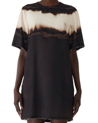 Burned Stripe Short Sleeve T Shirt Dress