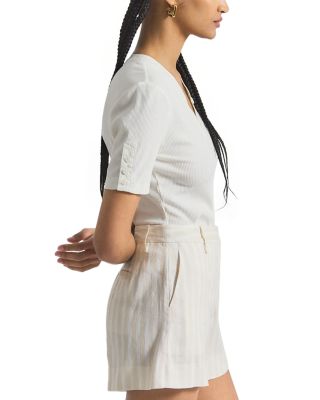 Freja Tonal Stripe Linen Blend Shorts