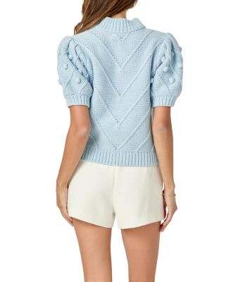 Women's Pom Pom Puff Sleeve Sweater