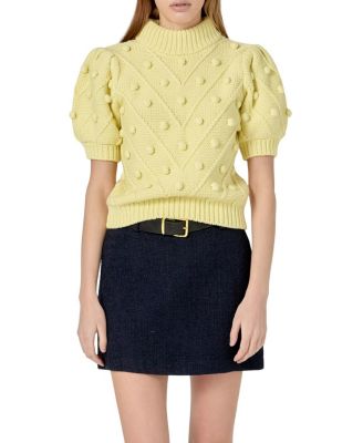 Women's Pom Pom Puff Sleeve Sweater