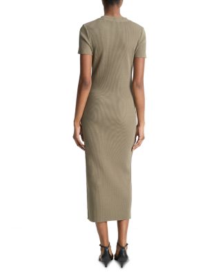 Ribbed Short Sleeve Midi Dress