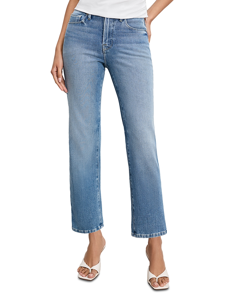 Good American Soft Tech Good Legs Straight Jeans Indigo1012 In Blue