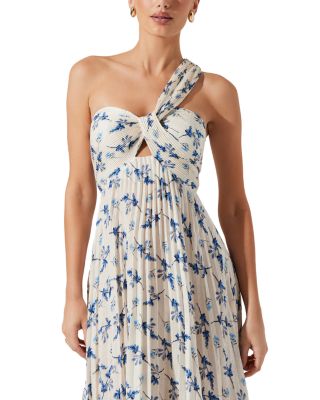 Rasya One Shoulder Floral Pleated Maxi Dress