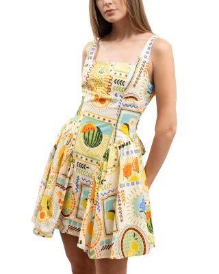 Printed Corset Poplin Mini Dress