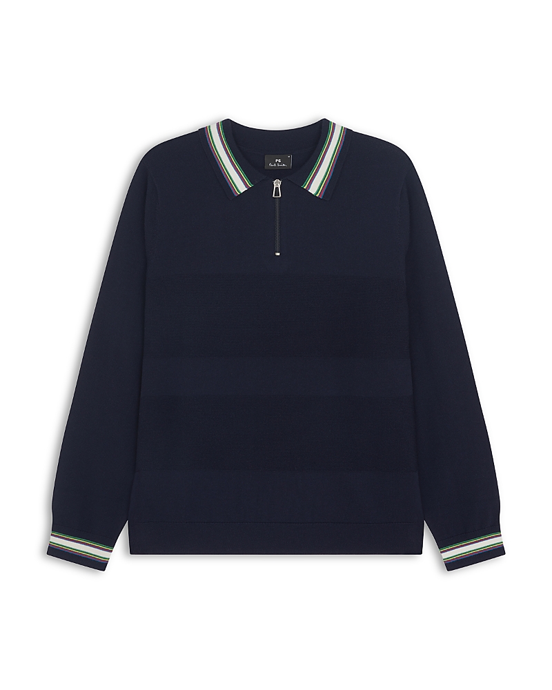 Ps By Paul Smith Wool Blend Polo Sweater In Blue
