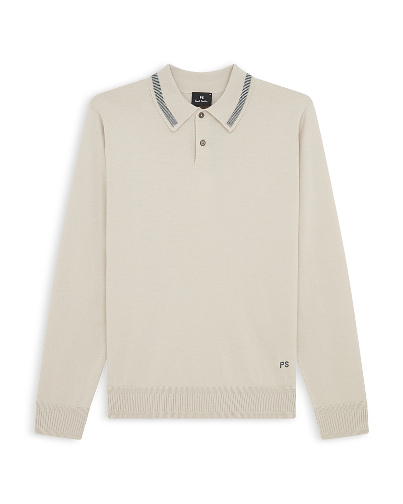 Ps By Paul Smith Ps Paul Smith Logo-embroidered Wool Polo Shirt In Neutral