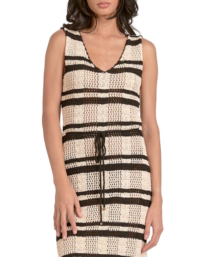 Striped Drawstring Midi Dress