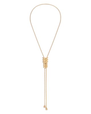 Metal Moderna Lariat Necklace, 33"