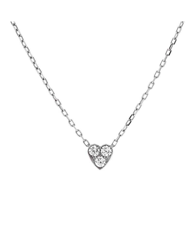 Pre-owned Pre-owned Cartier Cartier Mini Etincelle De Cartier Heart Pendant Necklace 18k White Gold With Diamonds