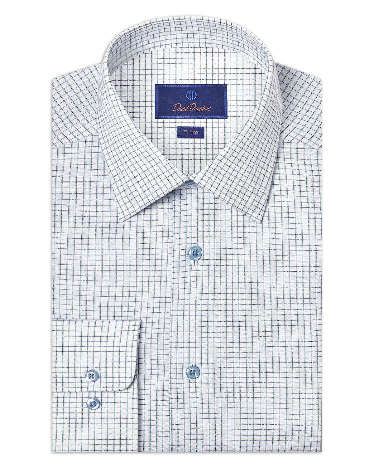 David Donahue Trim Fit Dobby Check Dress Shirt