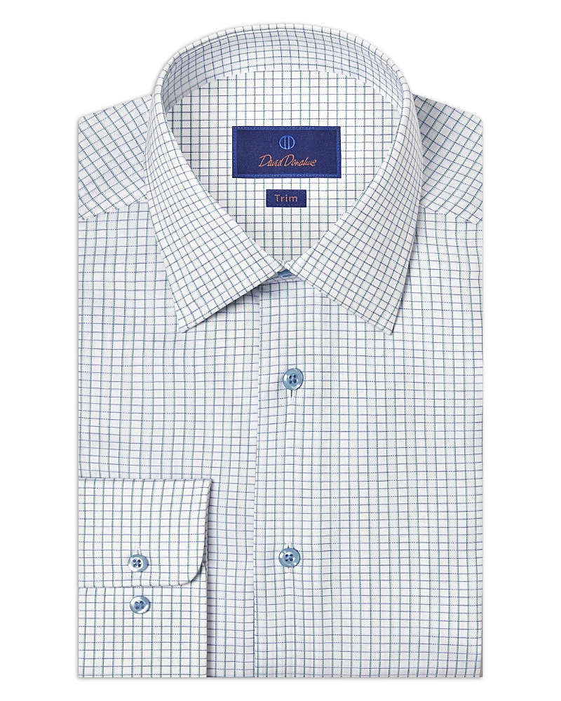 David Donahue Trim Fit Dobby Check Dress Shirt