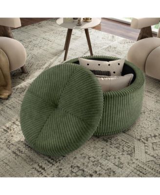 Lyla Chenille Round Storage Ottoman