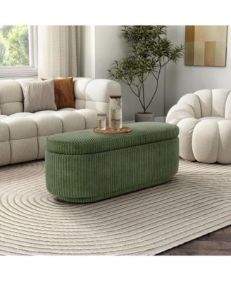 Lyla Chenille Oval Storage Bench