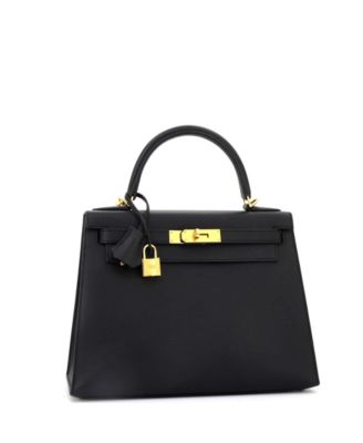 Kelly 28 Handbag Black Epsom with Gold Hardware