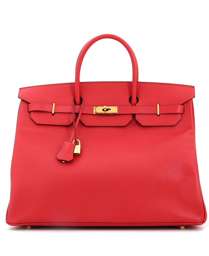 Pre-owned Pre-owned Hermes Hermes Birkin 40 Handbag Red Veau Grain Lisse With Gold Hardware