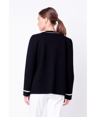  Women's Knit Contrast Cardigan