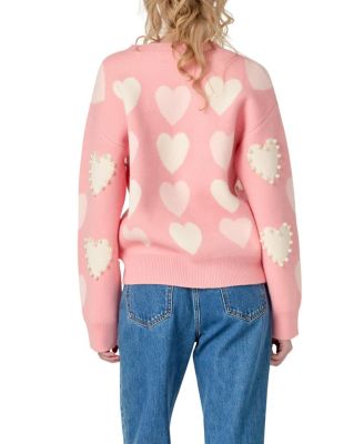  Women's Pearl with Heart Pattern Sweater