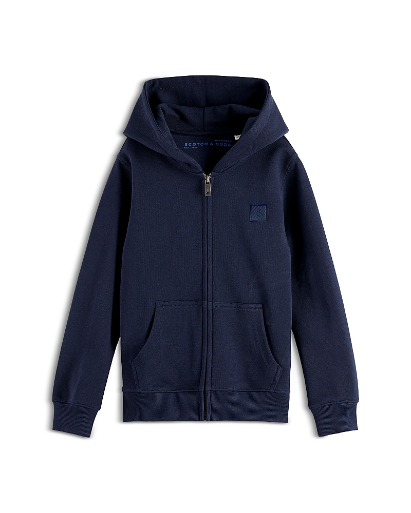 Scotch & Soda Boys' Core Regular Fit Logo Badge Zip Up Hoodie - Little Kid, Big Kid