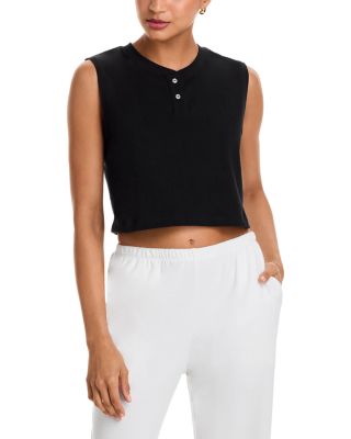 Margo Sleeveless Cropped Henley Top