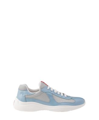 Men's Patent Leather and Technical Fabric America's Cup Sneakers in Sky Blue