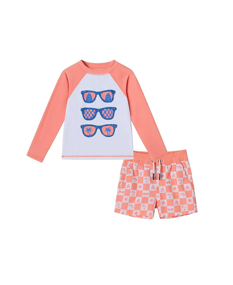 Andy & Evan Boys' Sunglasses & Beach Vibes Rashguard And Swim Trunk Set - Little Kid, Big Kid