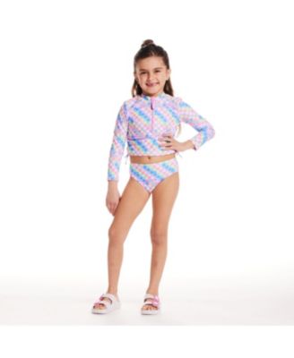 Girls' Checkered Long Sleeve Rashguard Set - Little Kid, Big Kid