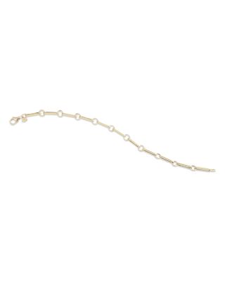 14K Yellow Gold Polished Bar & Circle Link Bracelet