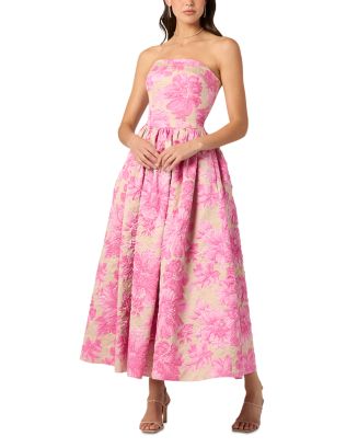 shoshanna hot pink dress Shoshanna Mabrey Midi Dress in Hot Pink