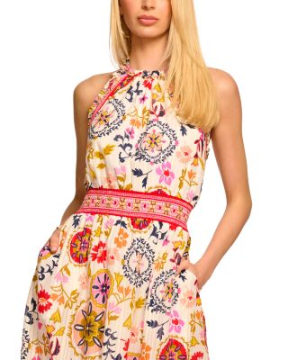 Delia Printed Smocked Waist Midi Dress