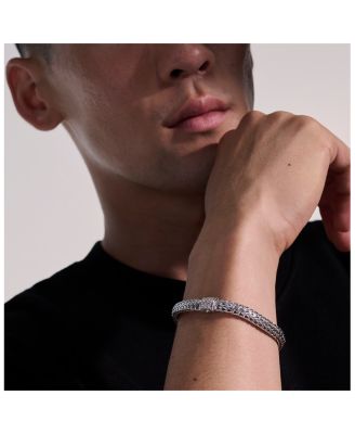 Classic Chain Sterling Silver Small Bracelet with Diamond Pav&eacute;