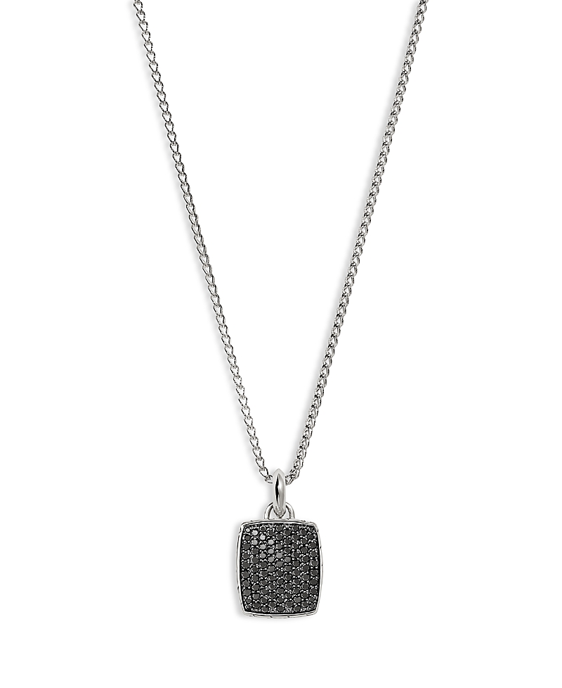 John Hardy Men’s Sterling Silver Id Black Sapphire Tag Pendant Necklace, 22