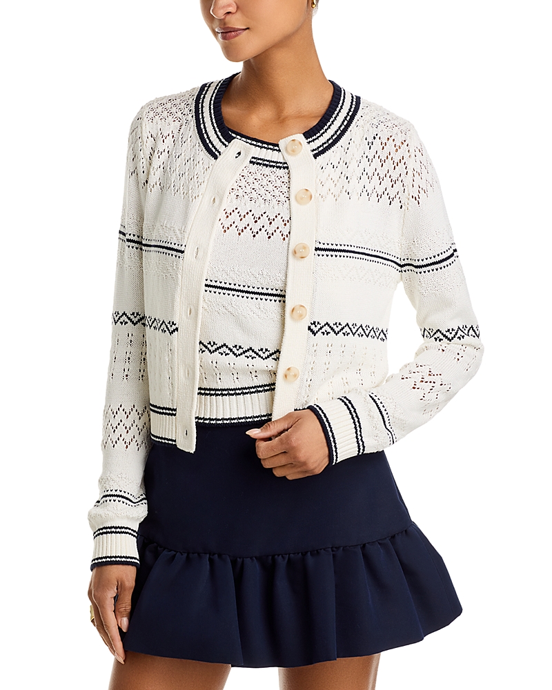 Aqua Crochet Pointelle Cardigan - Exclusive