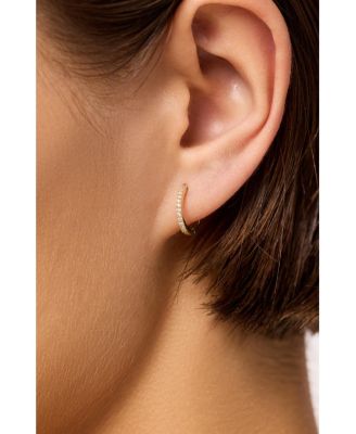 Lab Grown Diamond Huggie Medium Hoop Earrings
