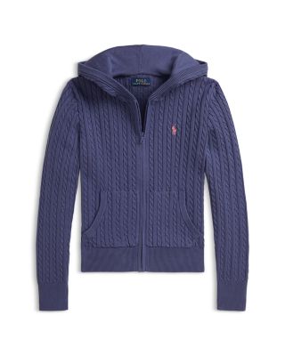 Ralph Lauren - Girls' Mini Cable Cotton Full Zip Hoodie - Big Kid