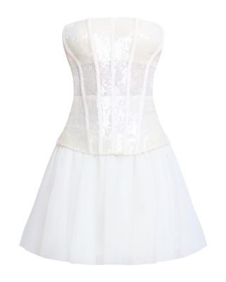 Sequin Lace Peplum Tulle Dress