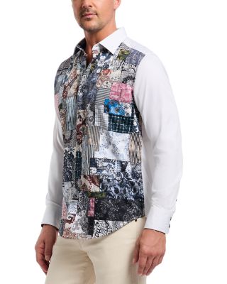Madeira Patchwork Woven Long Sleeve Shirt