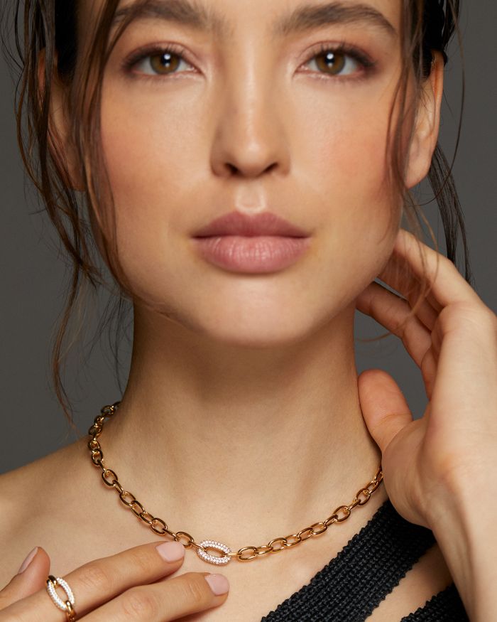 Alma Pavé Link Chain Necklace, 18"