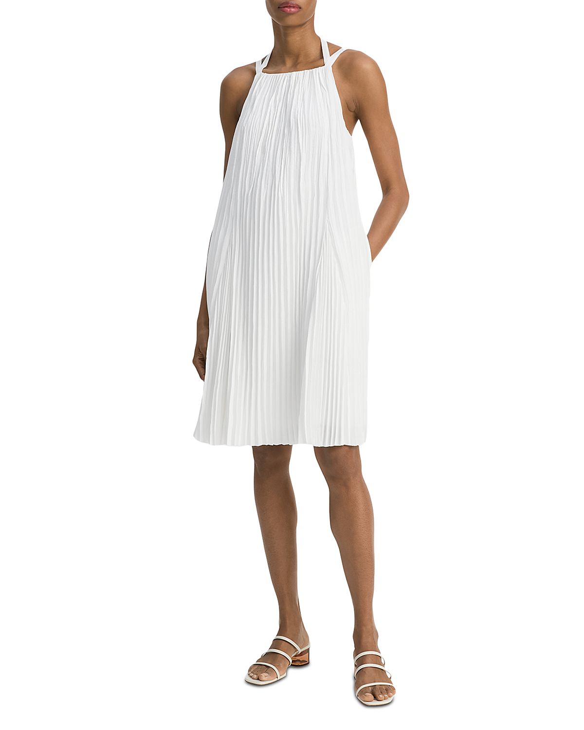 Vince Pleated A Line Pintucked Dress