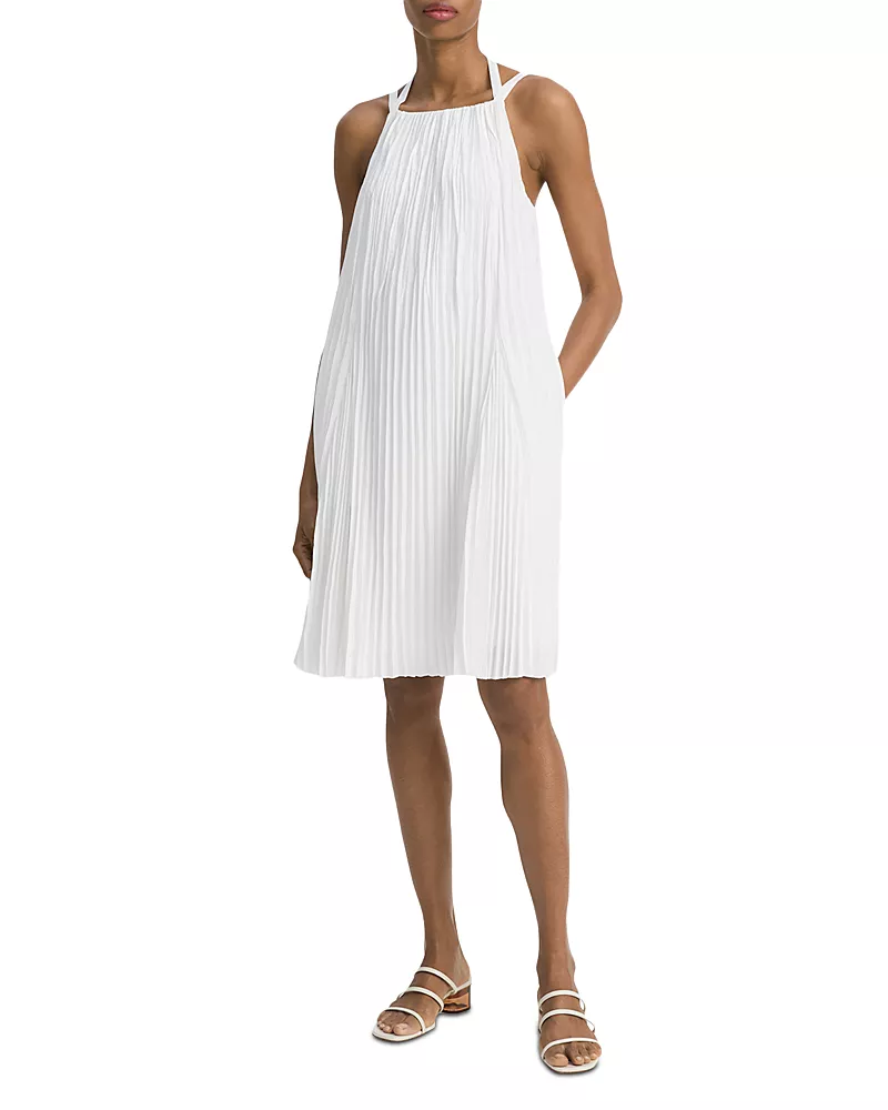 Vince Pleated A Line Pintucked Dress