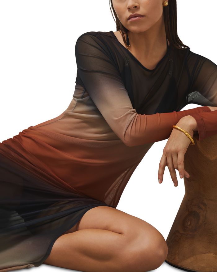 Sienna Long Sleeved Ombré Mesh Dress