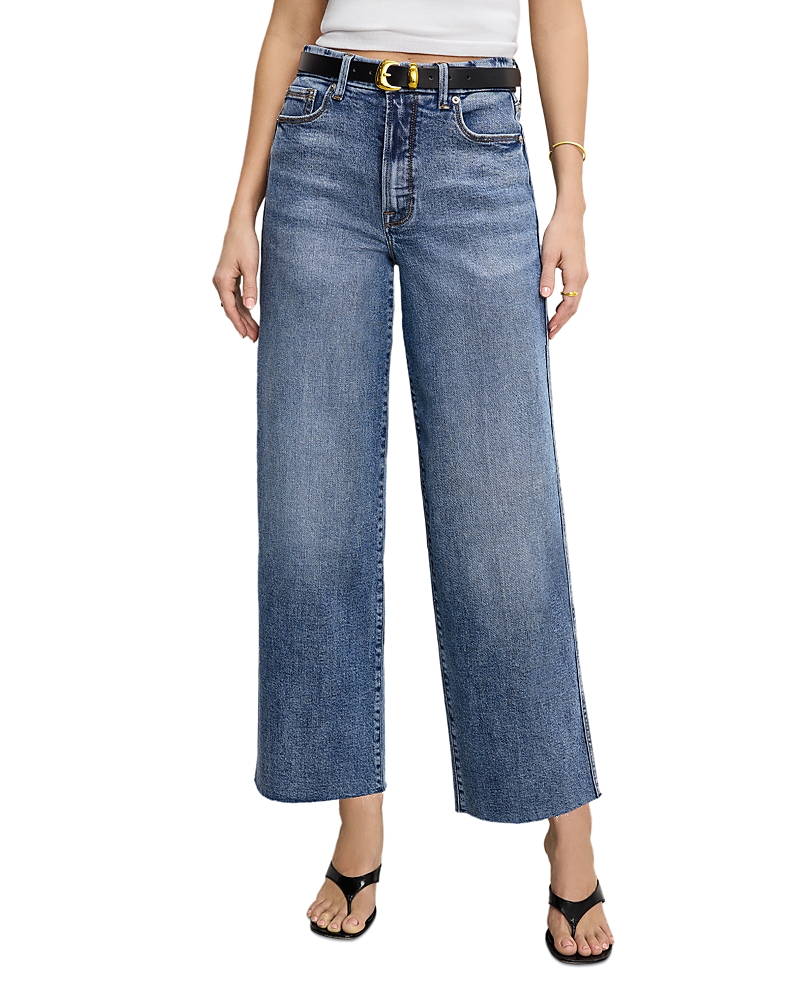 Good American Good Skate Wide Cropped Jeans in Indigo978