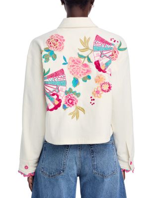 Crochet Cropped Denim Jacket